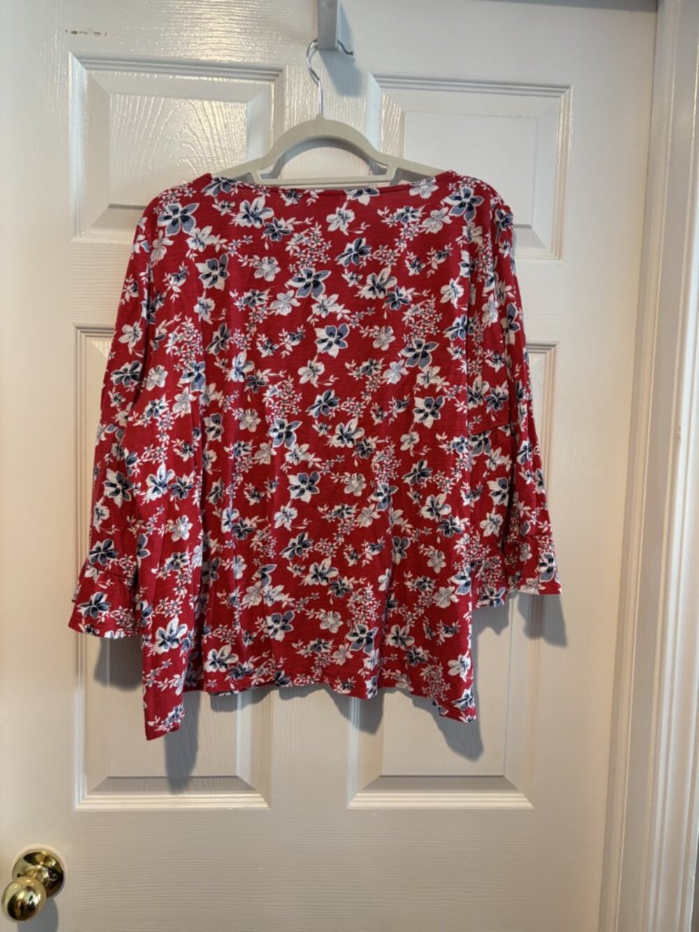 J.Jill Red Floral 3/4 Length Sleeve Tee - Picture 2 of 4